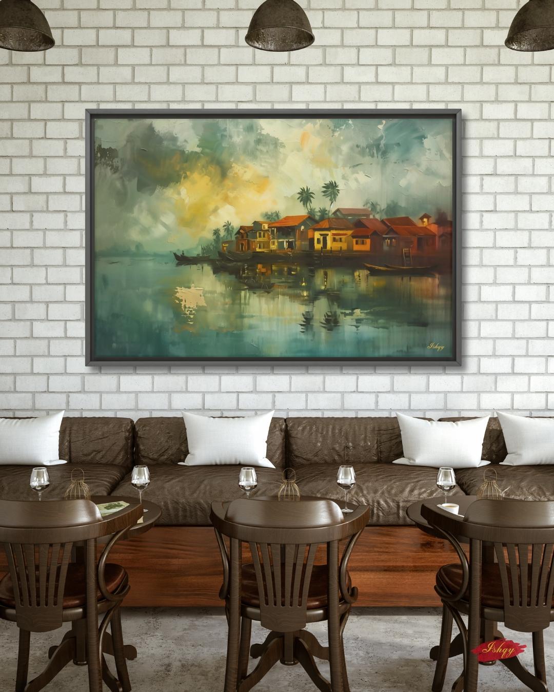 Kochi Wall Art Kerala Backwaters Painting Print, India Canvas Tropical Waterfront Landscape Travel Art Living Room Bedroom Home Wall Decor
Kochi City Landscape Painting Canvas Framed Canvas, Kerala Backwaters Art Print, India Wall Art For Living Room Office Home, Coastal Decor