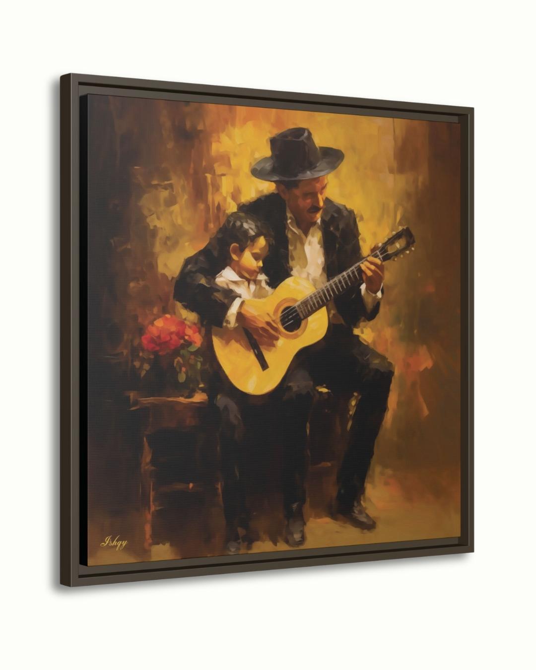 Vicente Fernandez Mariachi Painting Print on Canvas & Framed Canvas, Mexican Ranchera Wall Art, Charro Father Son Home Decor Art Print