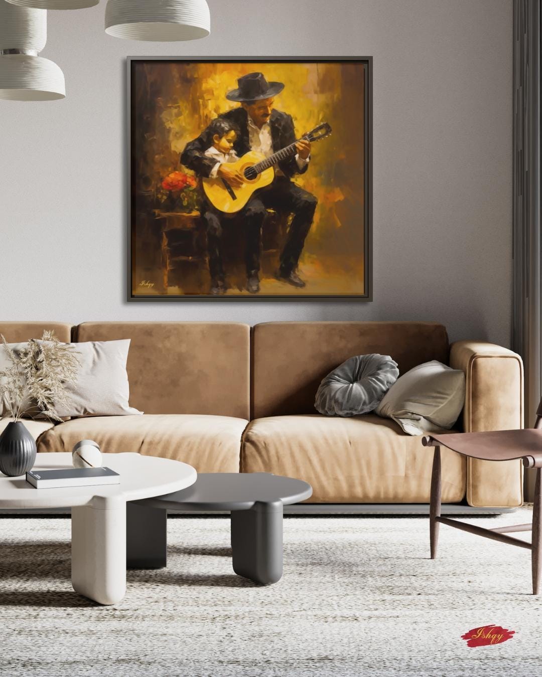 Vicente Fernandez Mariachi Painting Print on Canvas & Framed Canvas, Mexican Ranchera Wall Art, Charro Father Son Home Decor Art Print