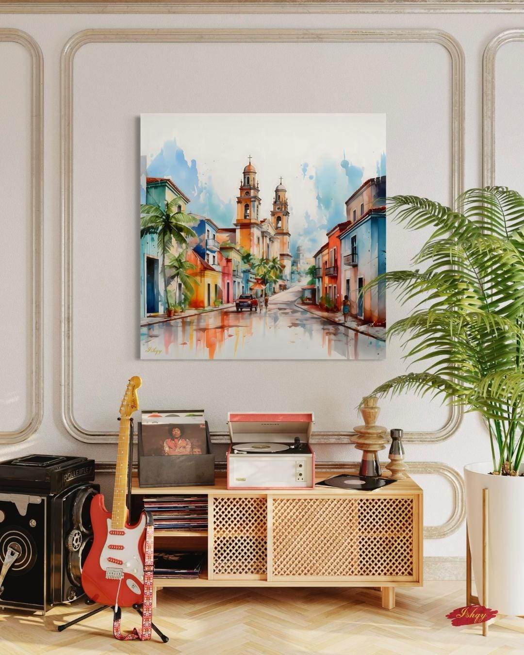 Salvador Bahia Brazil Cathedral Cityscape Painting, Canvas & Framed Canvas Colonial Wall Art, Colorful Historic Street Home Decor Art Print