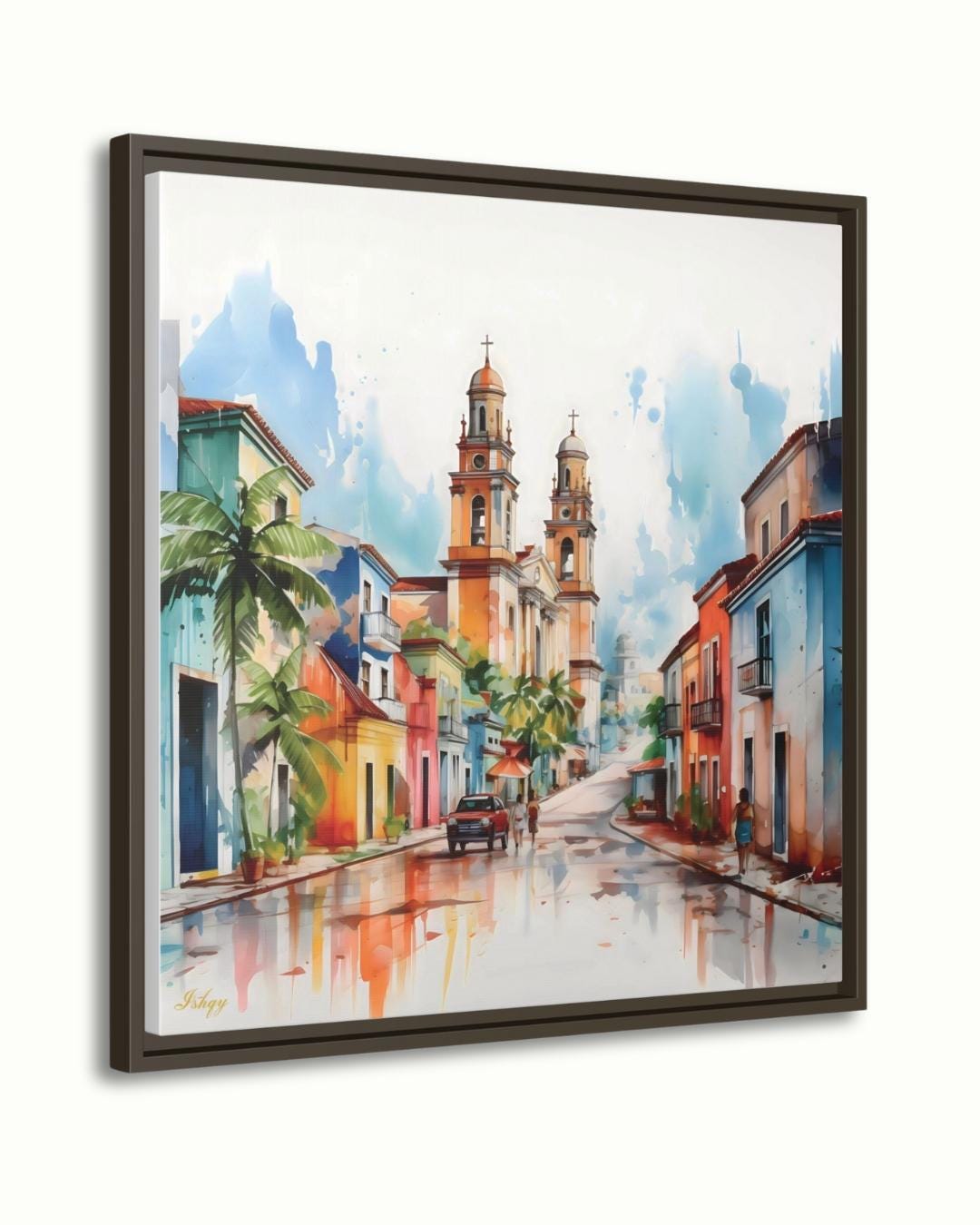 Salvador Bahia Brazil Cathedral Cityscape Painting, Canvas & Framed Canvas Colonial Wall Art, Colorful Historic Street Home Decor Art Print