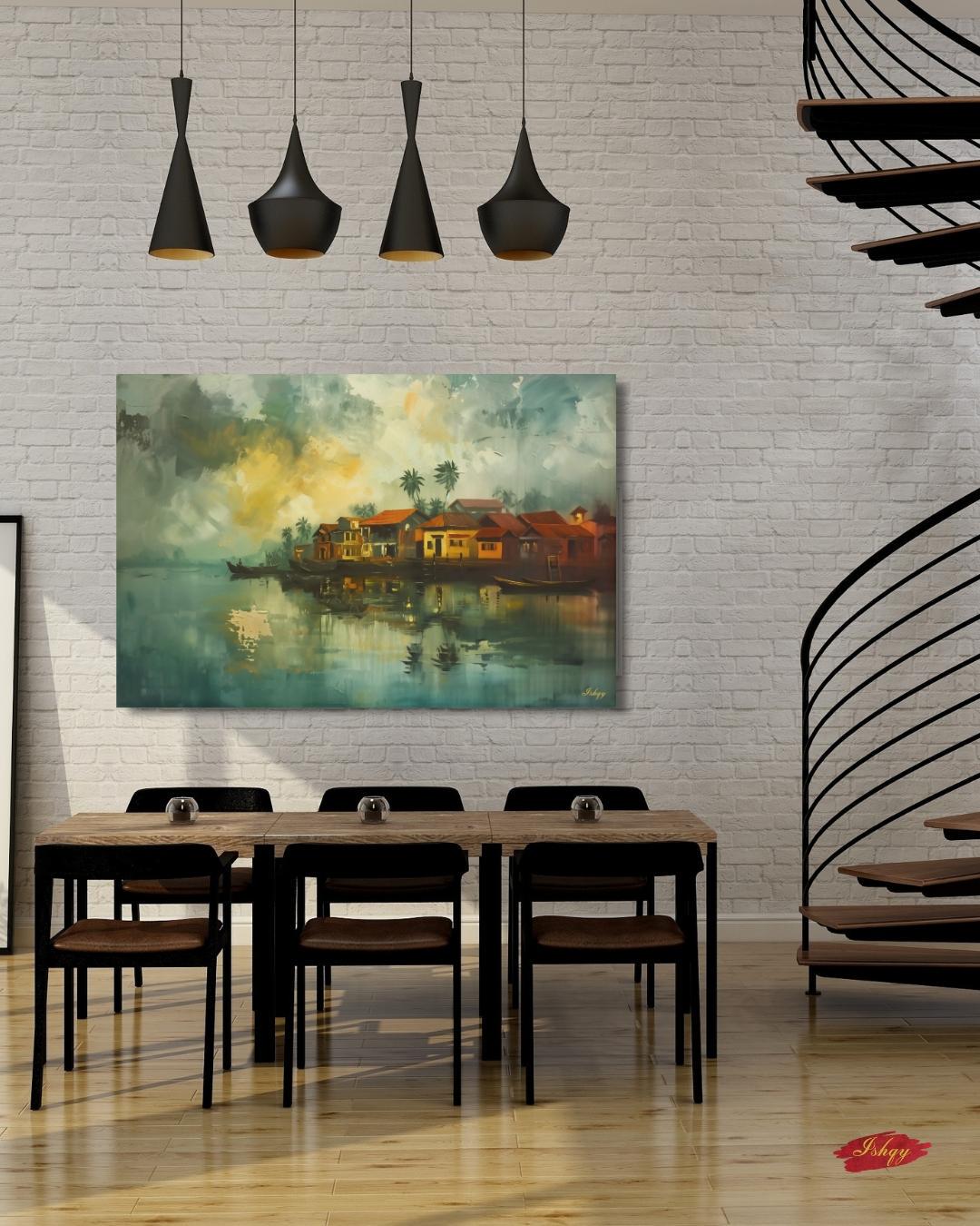 Kochi Wall Art Kerala Backwaters Painting Print, India Canvas Tropical Waterfront Landscape Travel Art Living Room Bedroom Home Wall Decor
Kochi City Landscape Painting Canvas Framed Canvas, Kerala Backwaters Art Print, India Wall Art For Living Room Office Home, Coastal Decor