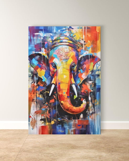 Ganesha Painting Canvas Framed Canvas, Hindu Deity Ganesh Art Print, Spiritual Wall Art For Meditation Room, Yoga Studio, Living Room Decor
