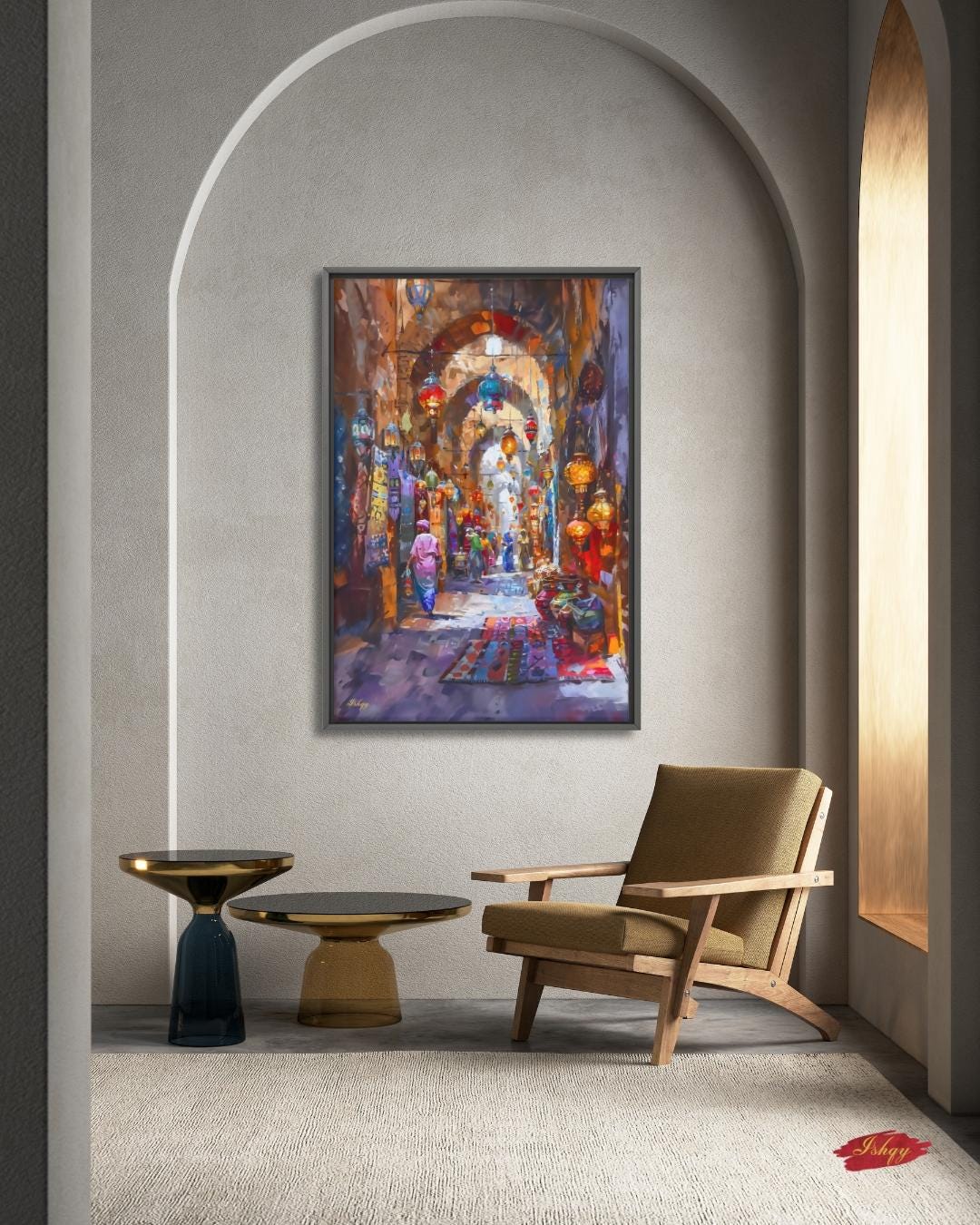 Grand Bazaar Istanbul Wall Art, Turkish Market Painting, Middle Eastern Street Scene Canvas, Travel Decor, Home Decor, Cultural Bazaar Art