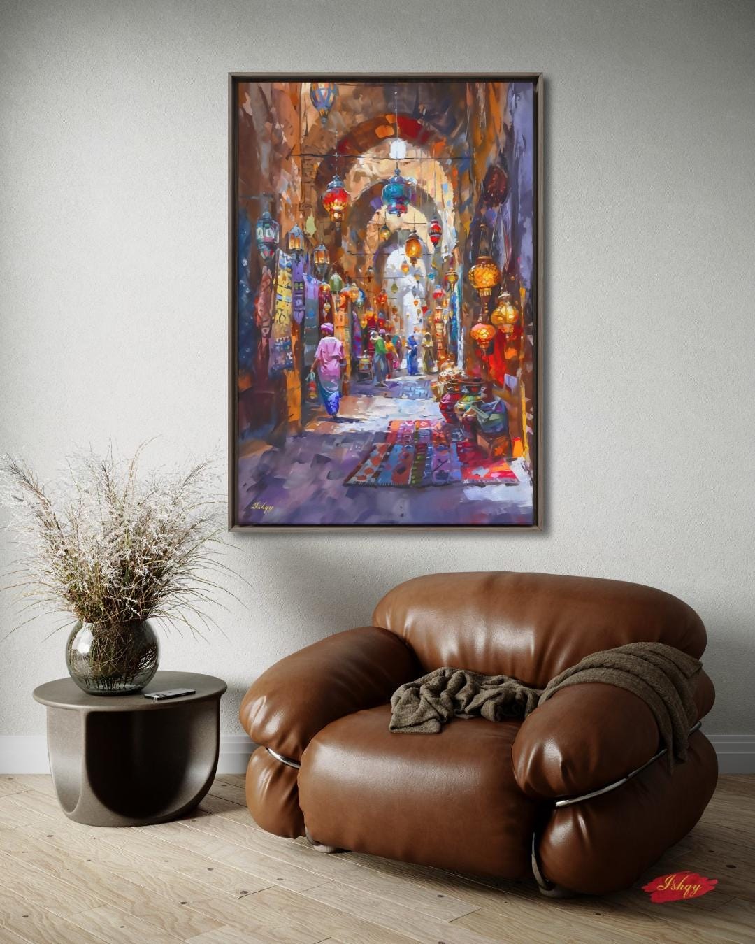 Grand Bazaar Istanbul Wall Art, Turkish Market Painting, Middle Eastern Street Scene Canvas, Travel Decor, Home Decor, Cultural Bazaar Art
