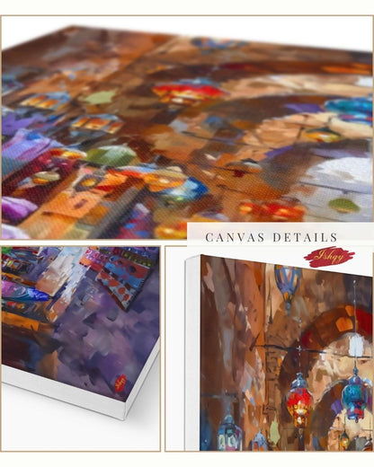 Grand Bazaar Istanbul Wall Art, Turkish Market Painting, Middle Eastern Street Scene Canvas, Travel Decor, Home Decor, Cultural Bazaar Art