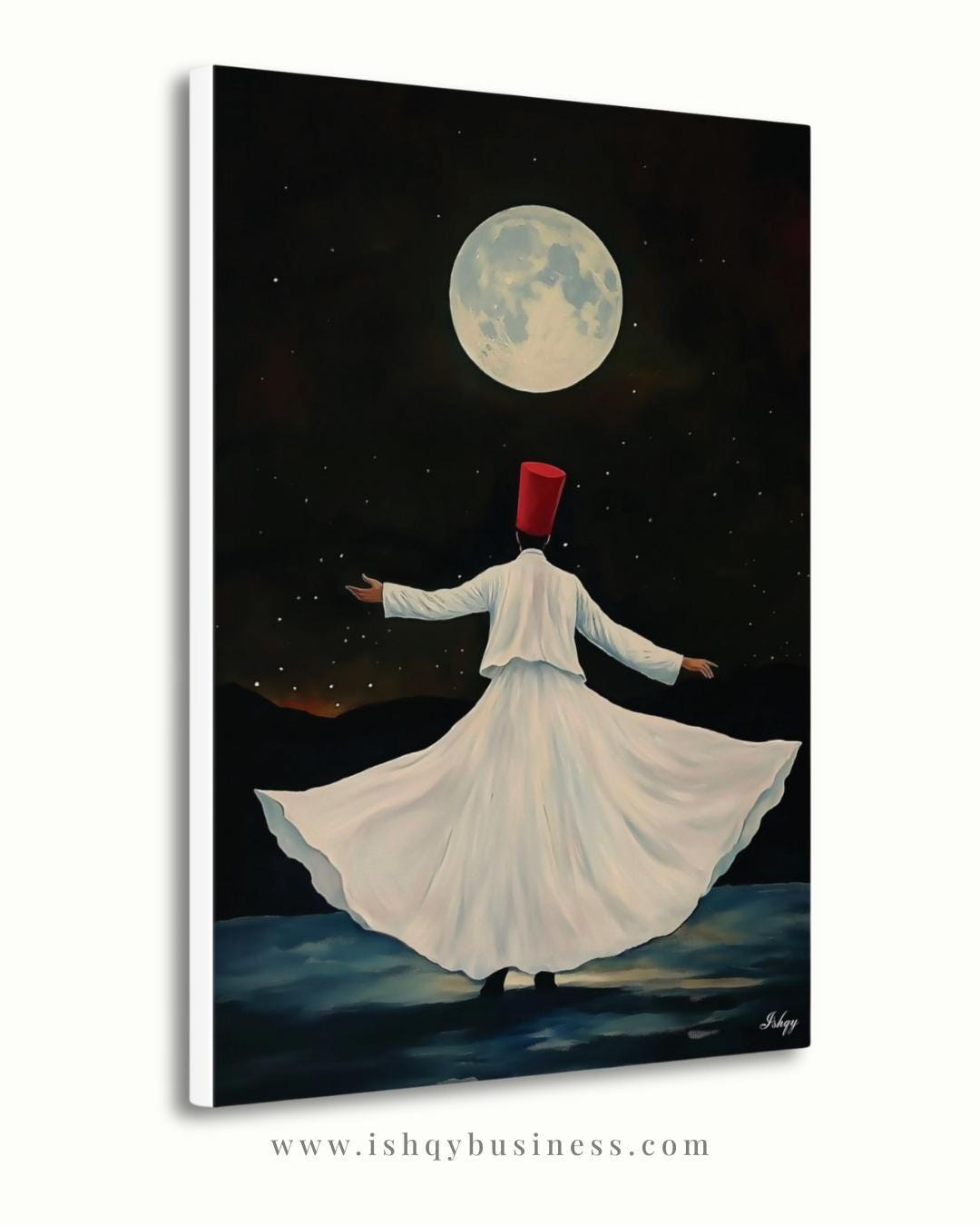 Whirling Dervish Wall Art Sufi Dance Canvas Rumi Inspired Moonlit Painting Spiritual Islamic Art Meditation Home Decor