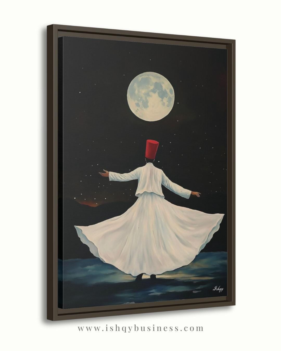 Whirling Dervish Wall Art Sufi Dance Canvas Rumi Inspired Moonlit Painting Spiritual Islamic Art Meditation Home Decor