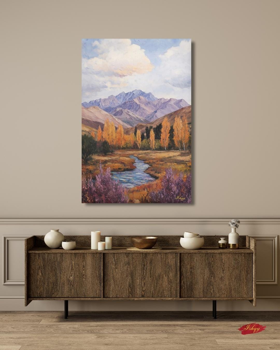 Fann Mountains Tajikistan Wall Art Canvas, Mountain Landscape Painting Print, Central Asia Nature Decor, Scenic Travel Art Gift