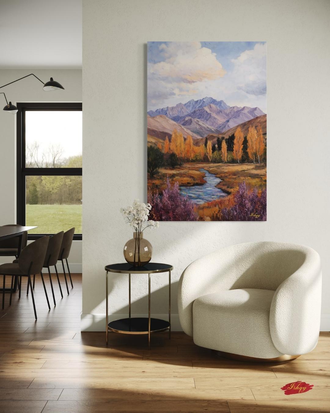 Fann Mountains Tajikistan Wall Art Canvas, Mountain Landscape Painting Print, Central Asia Nature Decor, Scenic Travel Art Gift