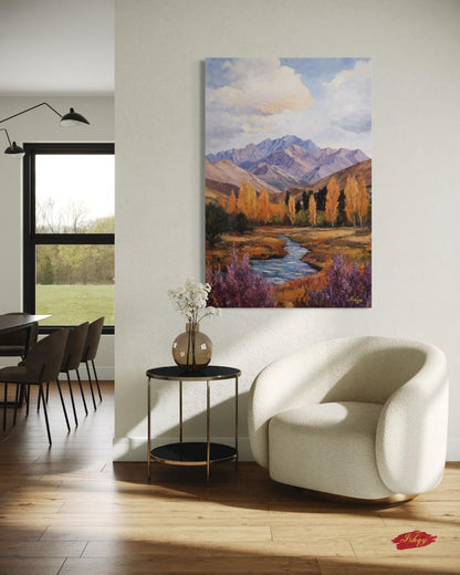 Fann Mountains Tajikistan Wall Art Canvas, Mountain Landscape Painting Print, Central Asia Nature Decor, Scenic Travel Art Gift