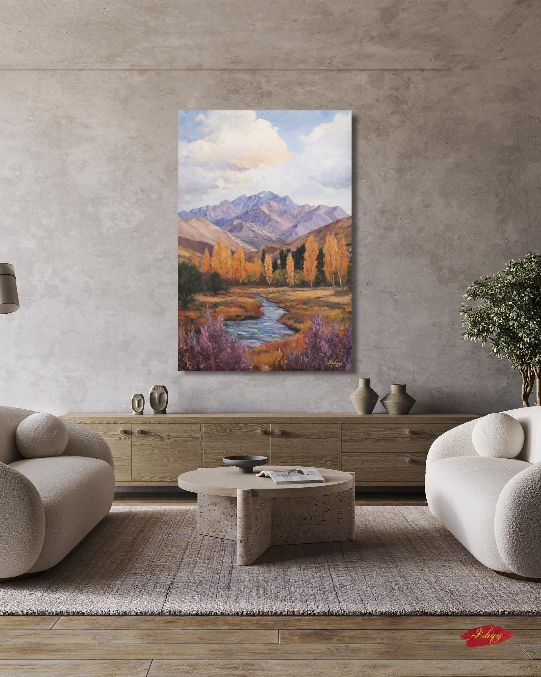 Fann Mountains Tajikistan Wall Art Canvas, Mountain Landscape Painting Print, Central Asia Nature Decor, Scenic Travel Art Gift