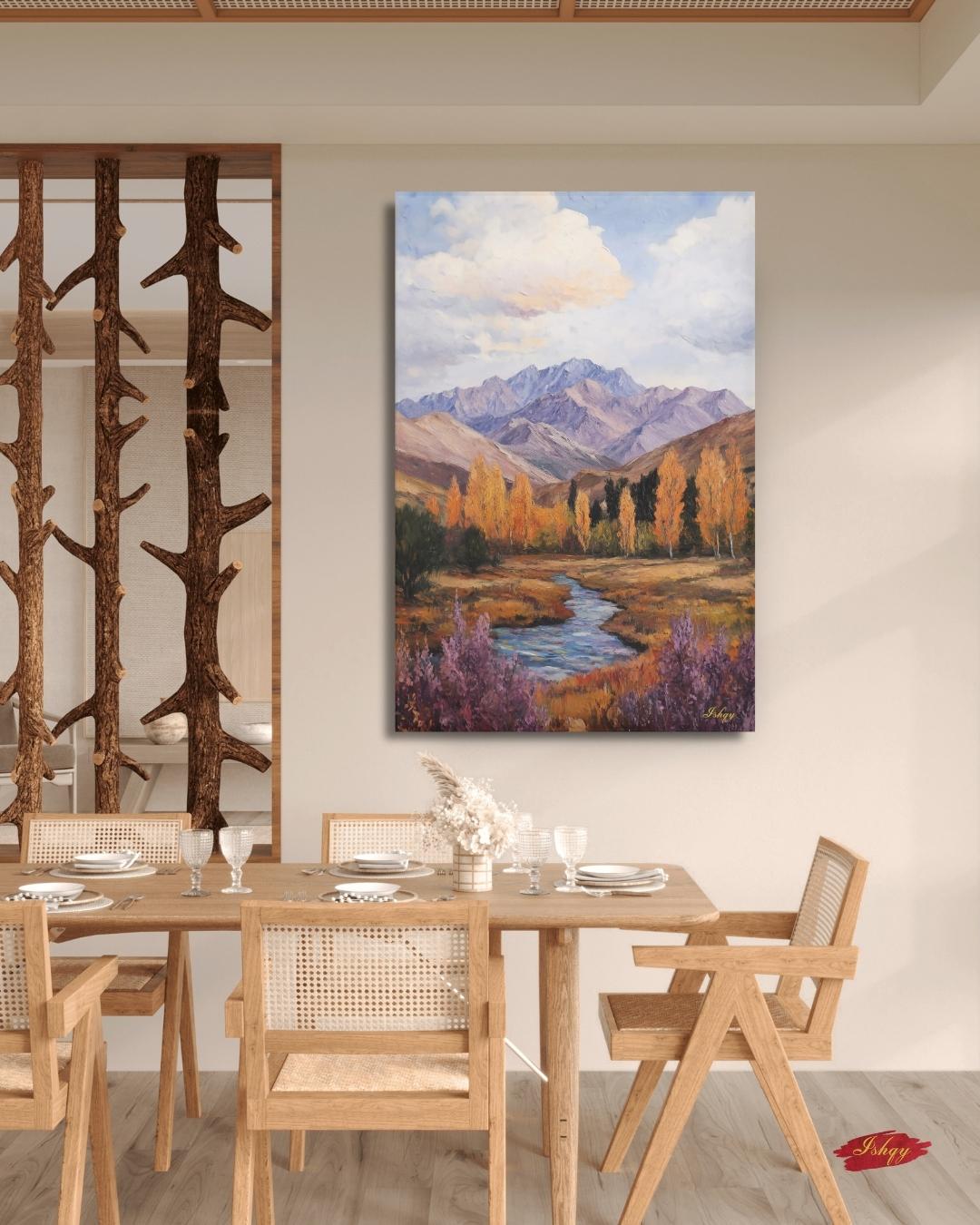 Fann Mountains Tajikistan Wall Art Canvas, Mountain Landscape Painting Print, Central Asia Nature Decor, Scenic Travel Art Gift