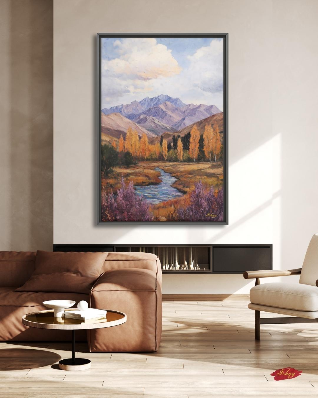 Fann Mountains Tajikistan Wall Art Canvas, Mountain Landscape Painting Print, Central Asia Nature Decor, Scenic Travel Art Gift