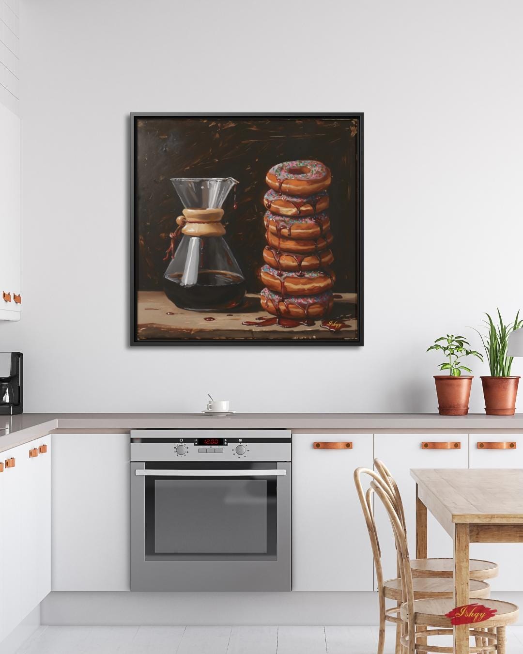 Coffee and Donuts Wall Art Sugar and Brew Canvas Painting Cafe Kitchen Decor Coffee Lover Gift Modern Food Art Home Wall Decor