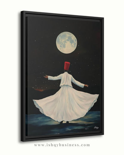 Whirling Dervish Wall Art Sufi Dance Canvas Rumi Inspired Moonlit Painting Spiritual Islamic Art Meditation Home Decor