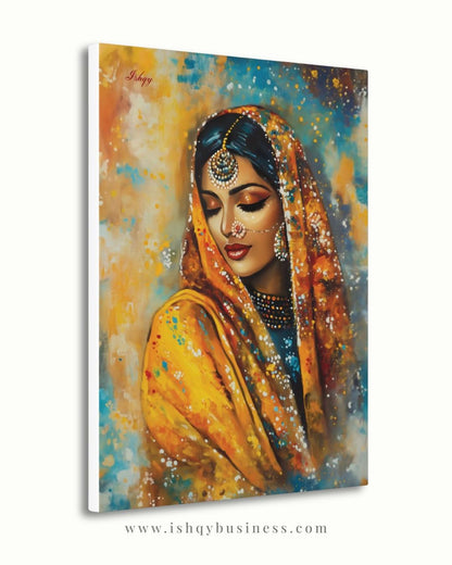 Indian Wall Art Canvas, Bride Golden Dupatta Framed Canvas Print, Colorful South Asian Portrait Oil Painting, Living Room Bedroom Decor
Punjabi Wall Art, Indian Woman Canvas Print, Cultural Portrait Decor, Sikh Art Gift for Her, Ethnic Home Decor Statement Piece
