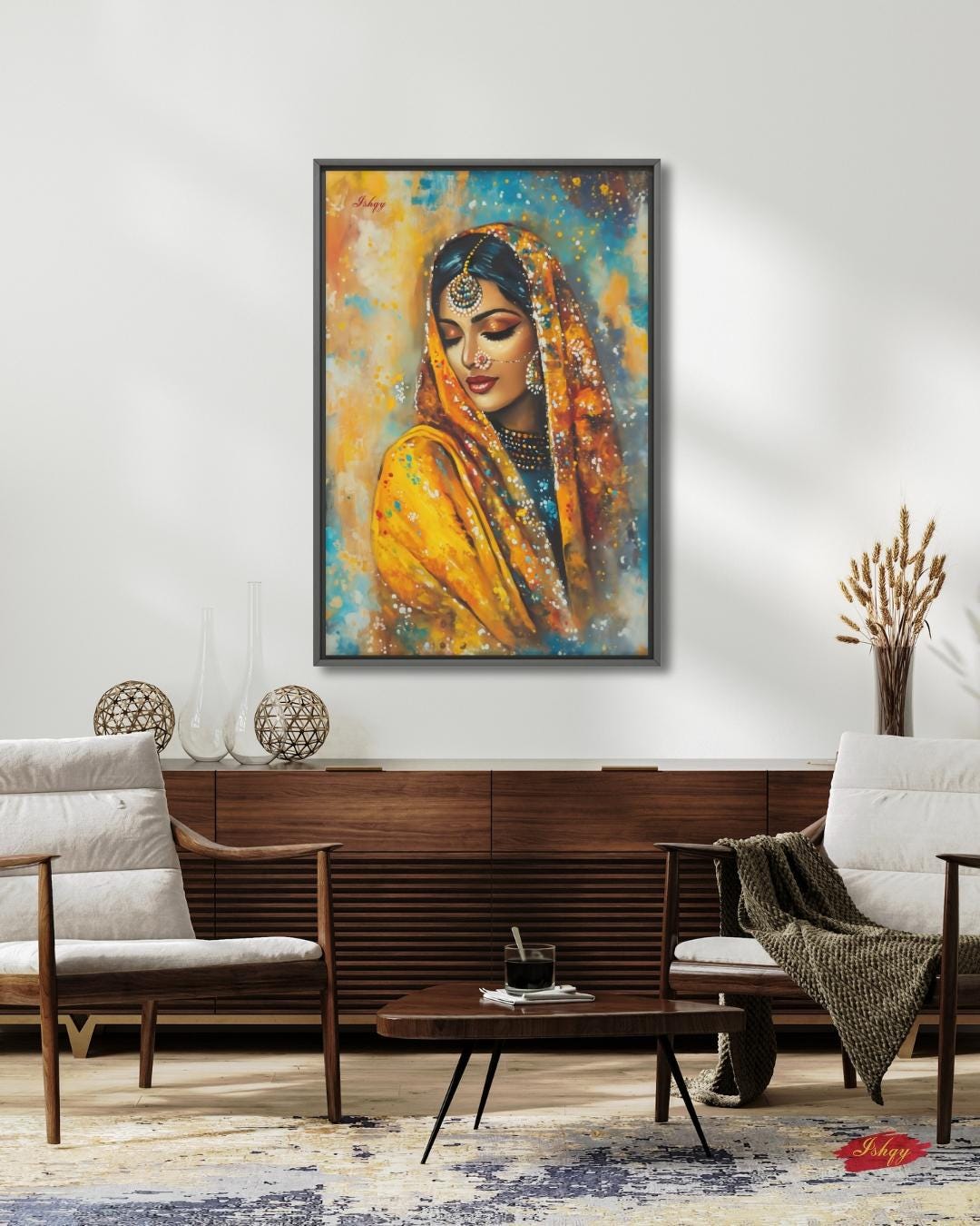 Indian Wall Art Canvas, Bride Golden Dupatta Framed Canvas Print, Colorful South Asian Portrait Oil Painting, Living Room Bedroom Decor
Punjabi Wall Art, Indian Woman Canvas Print, Cultural Portrait Decor, Sikh Art Gift for Her, Ethnic Home Decor Statement Piece