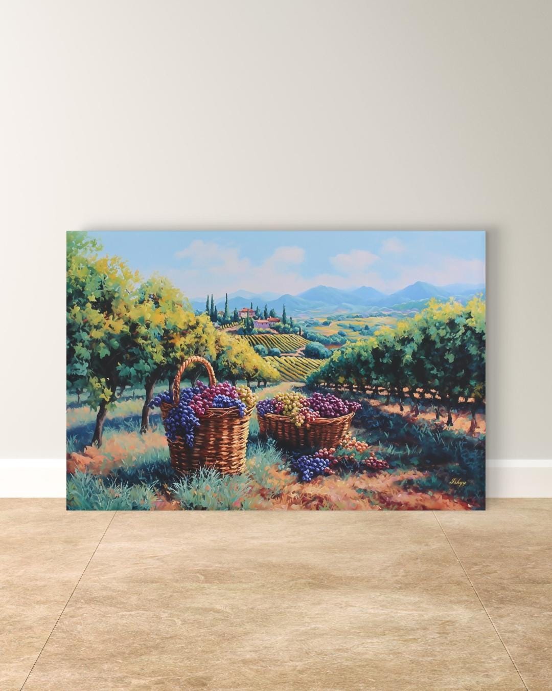 Napa Valley Vineyard Wall Art, Wine Country Canvas Print, Tuscany Style Landscape Artwork, Rustic Farmhouse Kitchen Decor