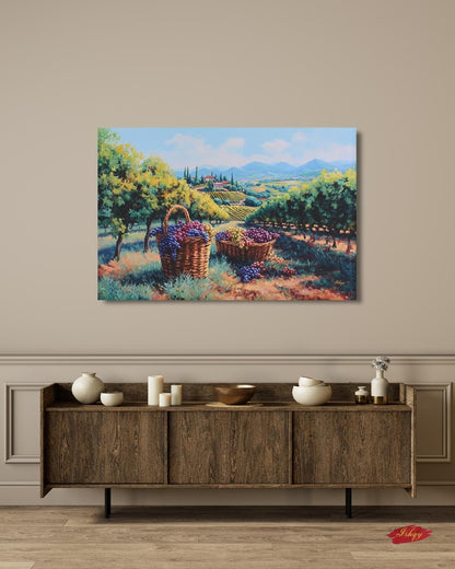 Napa Valley Vineyard Wall Art, Wine Country Canvas Print, Tuscany Style Landscape Artwork, Rustic Farmhouse Kitchen Decor