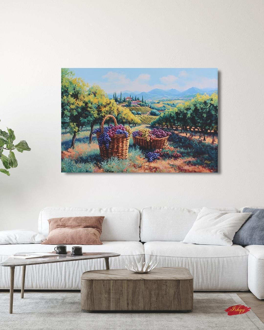 Napa Valley Vineyard Wall Art, Wine Country Canvas Print, Tuscany Style Landscape Artwork, Rustic Farmhouse Kitchen Decor