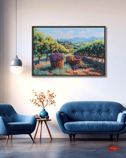 Napa Valley Vineyard Wall Art, Wine Country Canvas Print, Tuscany Style Landscape Artwork, Rustic Farmhouse Kitchen Decor