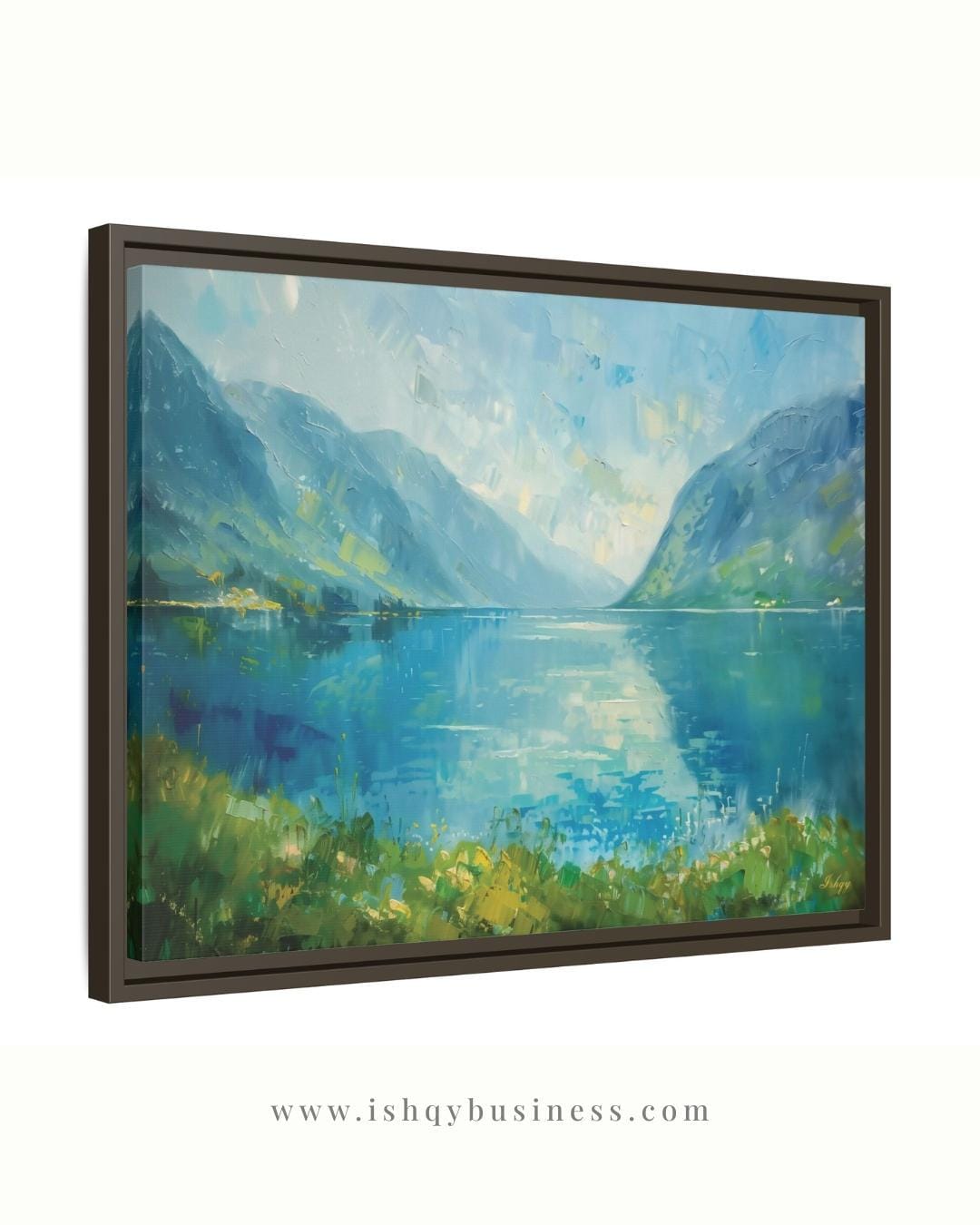 Norwegian Fjords Wall Art, Scandinavian Landscape Canvas Print, Nordic Lake Mountain Artwork, Blue Nature Decor for Living Room