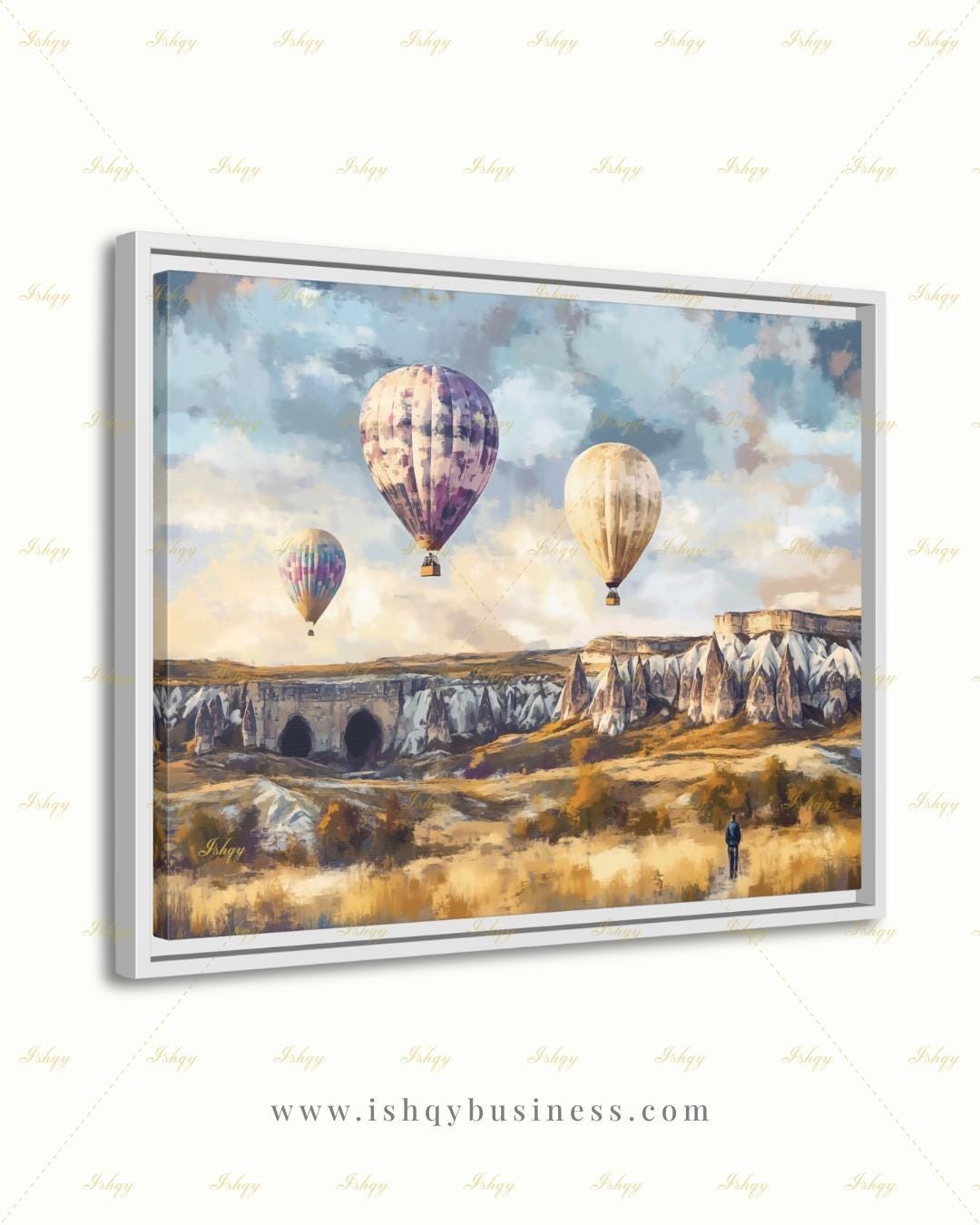 Cappadocia Turkey Wall Art, Hot Air Balloon Canvas Print, Large Framed Fairy Chimney Decor, Goreme Travel Gift, Anatolia Landscape Painting