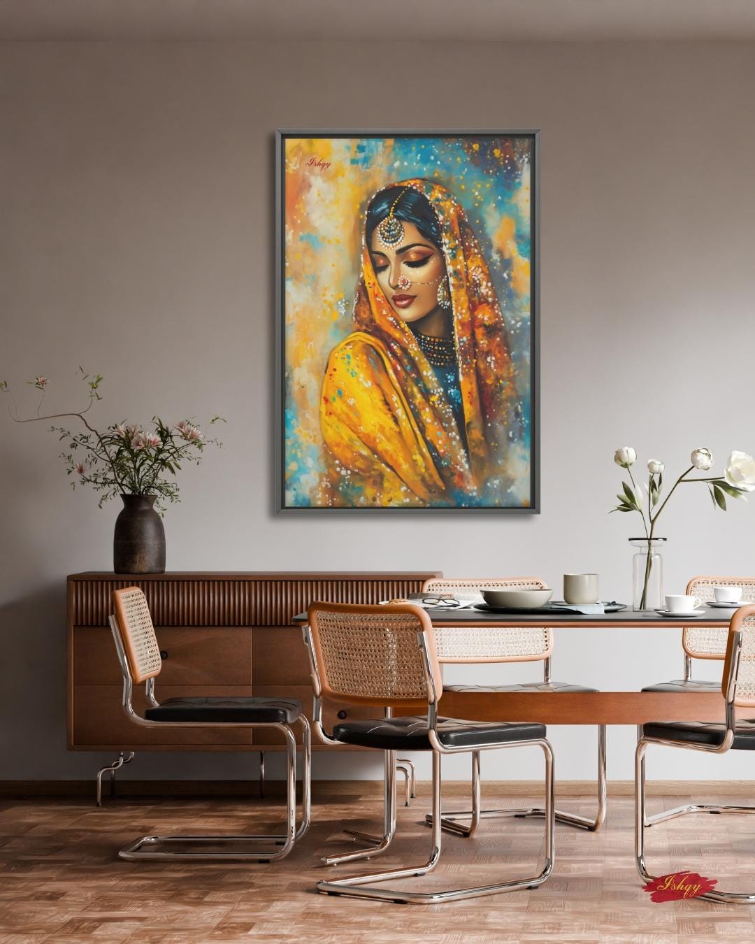 Indian Wall Art Canvas, Bride Golden Dupatta Framed Canvas Print, Colorful South Asian Portrait Oil Painting, Living Room Bedroom Decor
Punjabi Wall Art, Indian Woman Canvas Print, Cultural Portrait Decor, Sikh Art Gift for Her, Ethnic Home Decor Statement Piece