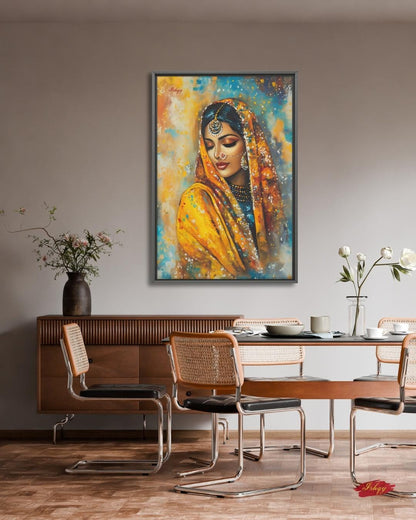 Indian Wall Art Canvas, Bride Golden Dupatta Framed Canvas Print, Colorful South Asian Portrait Oil Painting, Living Room Bedroom Decor
Punjabi Wall Art, Indian Woman Canvas Print, Cultural Portrait Decor, Sikh Art Gift for Her, Ethnic Home Decor Statement Piece