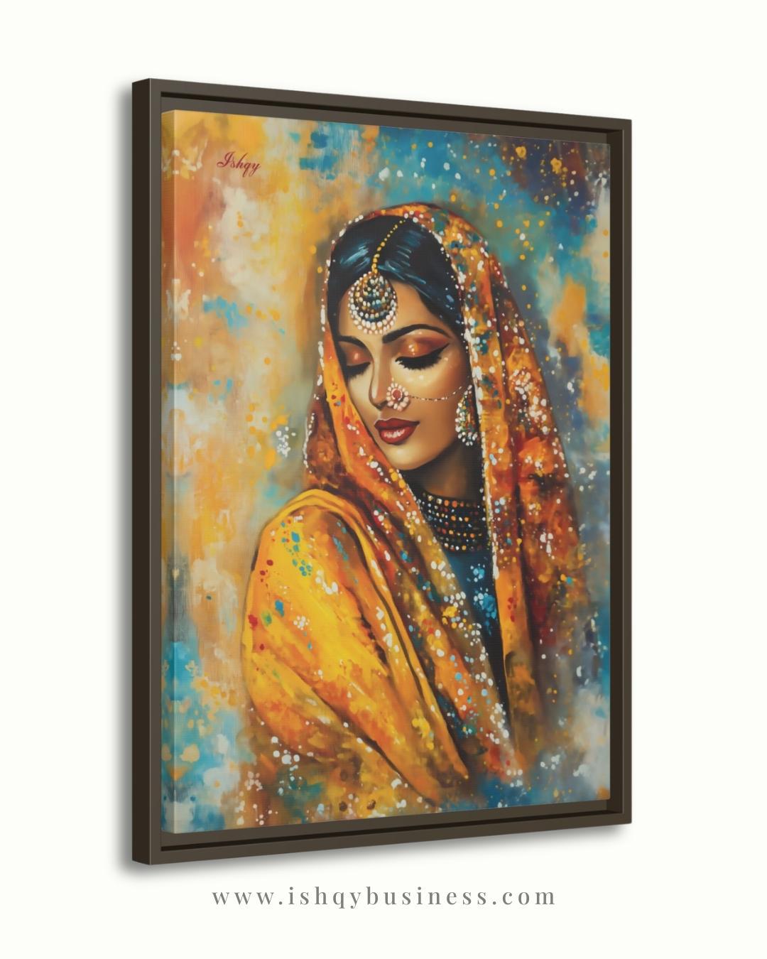 Indian Wall Art Canvas, Bride Golden Dupatta Framed Canvas Print, Colorful South Asian Portrait Oil Painting, Living Room Bedroom Decor
Punjabi Wall Art, Indian Woman Canvas Print, Cultural Portrait Decor, Sikh Art Gift for Her, Ethnic Home Decor Statement Piece