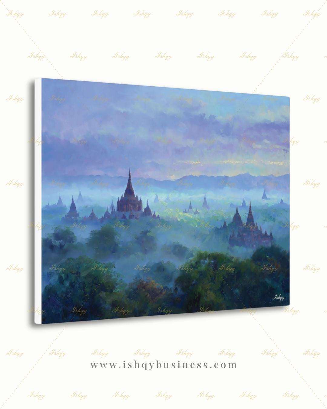 Bagan Myanmar Wall Art Canvas Print, Burmese Temple Landscape Painting, Southeast Asia Travel Decor, Large Living Room Art