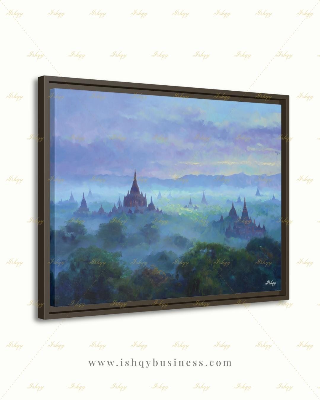 Bagan Myanmar Wall Art Canvas Print, Burmese Temple Landscape Painting, Southeast Asia Travel Decor, Large Living Room Art
