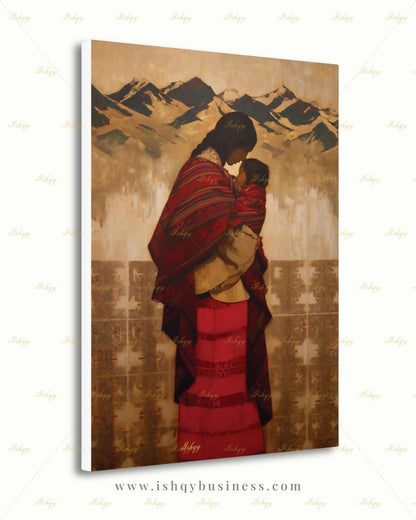 Quechua Woman Wall Art, Andean Heritage Canvas Print, Large Framed Peru Decor, South American Travel Gift, Vibrant Folk Art Painting