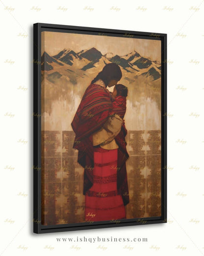 Quechua Woman Wall Art, Andean Heritage Canvas Print, Large Framed Peru Decor, South American Travel Gift, Vibrant Folk Art Painting