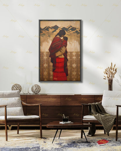 Quechua Woman Wall Art, Andean Heritage Canvas Print, Large Framed Peru Decor, South American Travel Gift, Vibrant Folk Art Painting