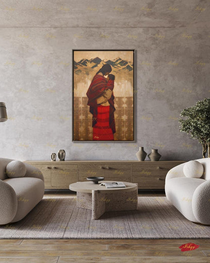 Quechua Woman Wall Art, Andean Heritage Canvas Print, Large Framed Peru Decor, South American Travel Gift, Vibrant Folk Art Painting