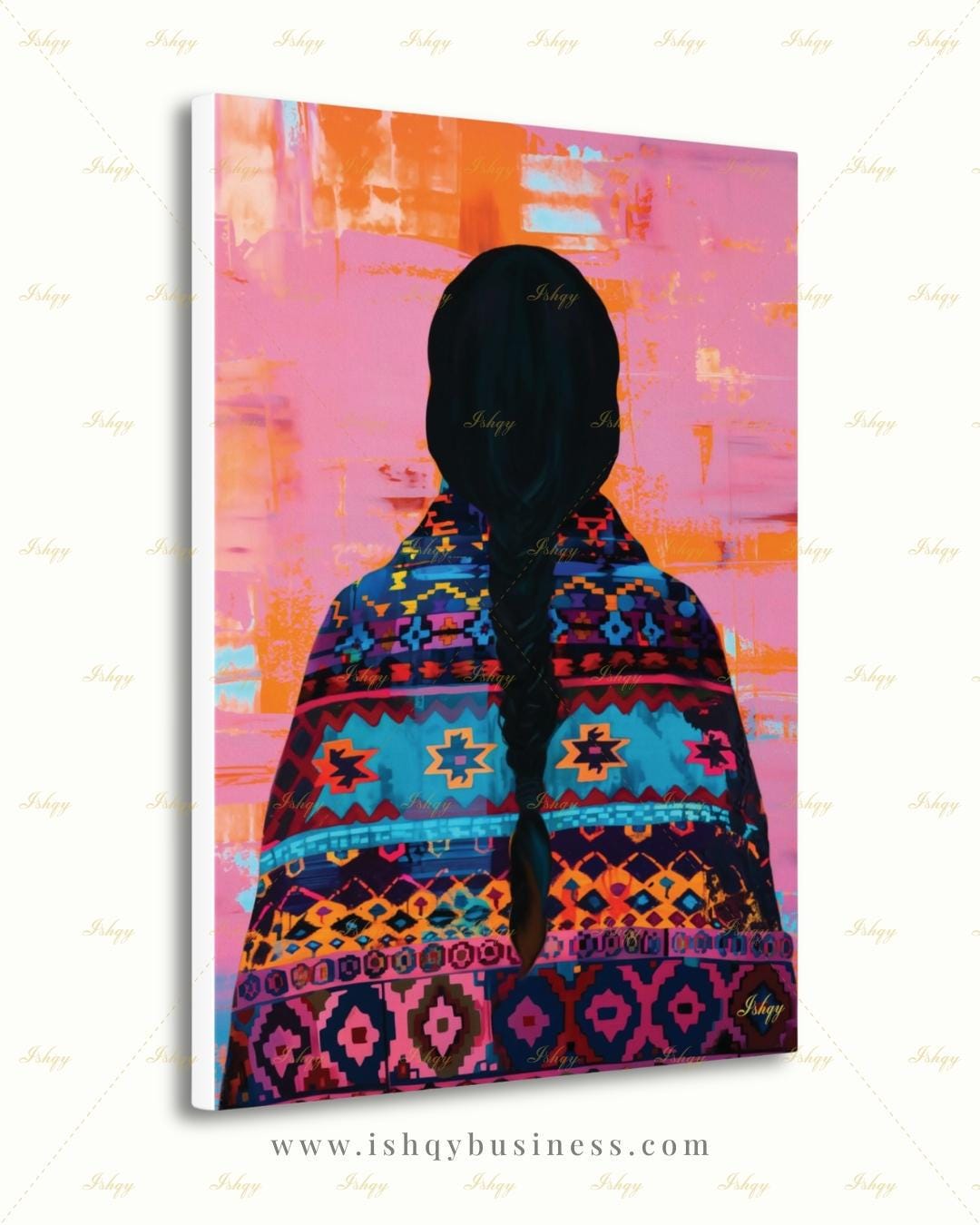 Navajo Woman Art Print - Traditional Native American Portrait for Southwest Home Decor, Vibrant Indigenous Culture Canvas or Framed Art