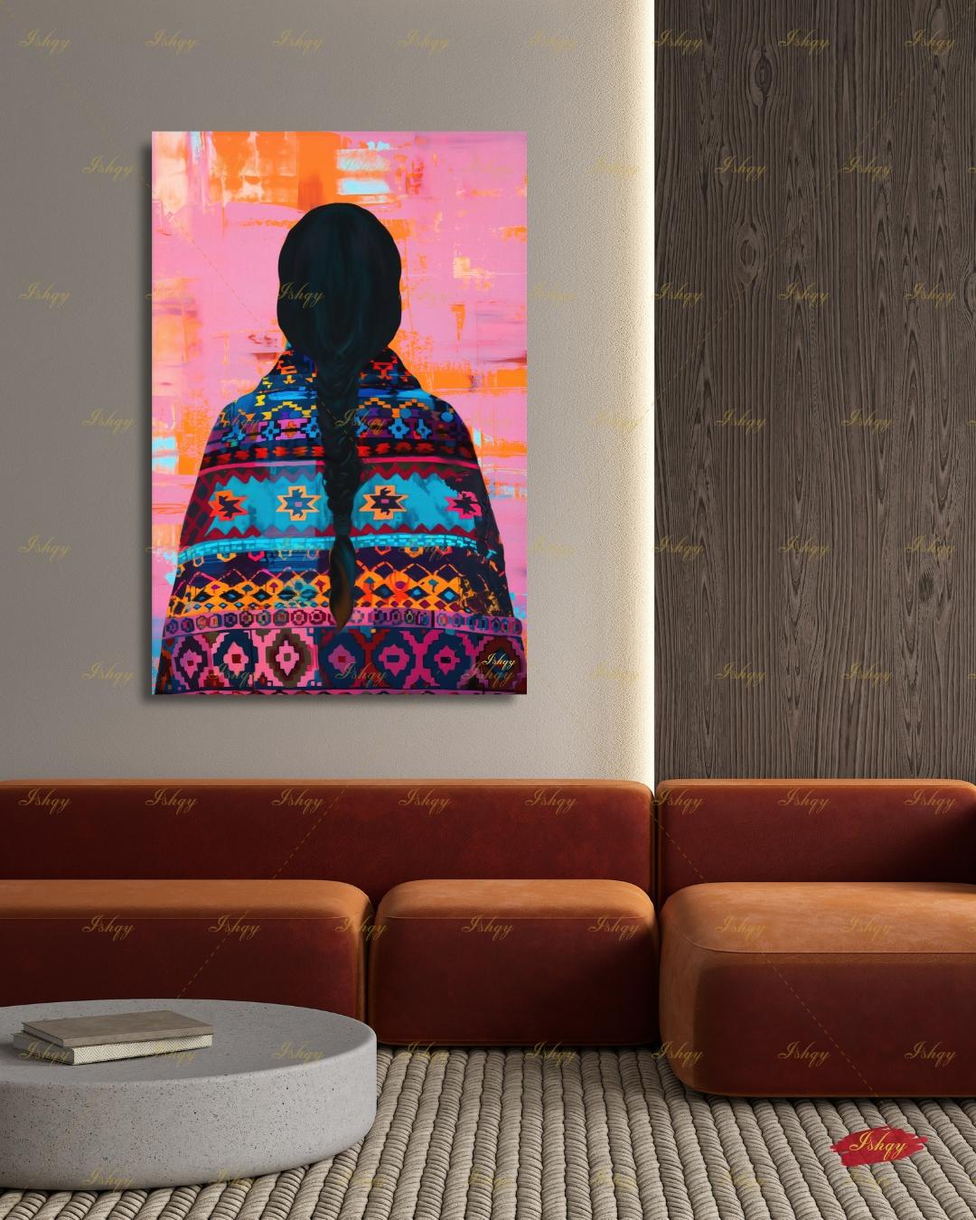 Navajo Woman Art Print - Traditional Native American Portrait for Southwest Home Decor, Vibrant Indigenous Culture Canvas or Framed Art