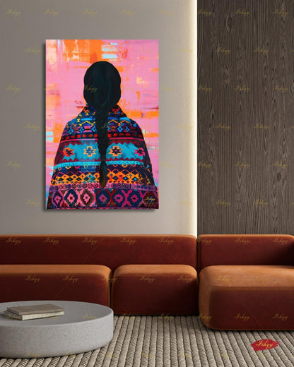 Navajo Woman Art Print - Traditional Native American Portrait for Southwest Home Decor, Vibrant Indigenous Culture Canvas or Framed Art