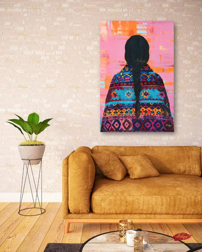 Navajo Woman Art Print - Traditional Native American Portrait for Southwest Home Decor, Vibrant Indigenous Culture Canvas or Framed Art