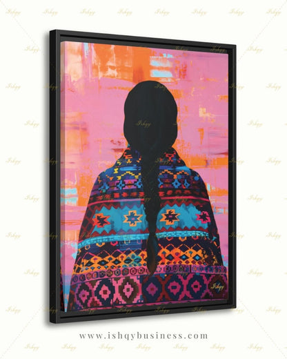 Navajo Woman Art Print - Traditional Native American Portrait for Southwest Home Decor, Vibrant Indigenous Culture Canvas or Framed Art