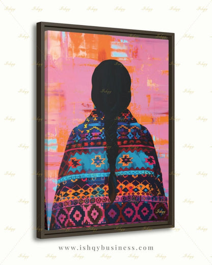 Navajo Woman Art Print - Traditional Native American Portrait for Southwest Home Decor, Vibrant Indigenous Culture Canvas or Framed Art