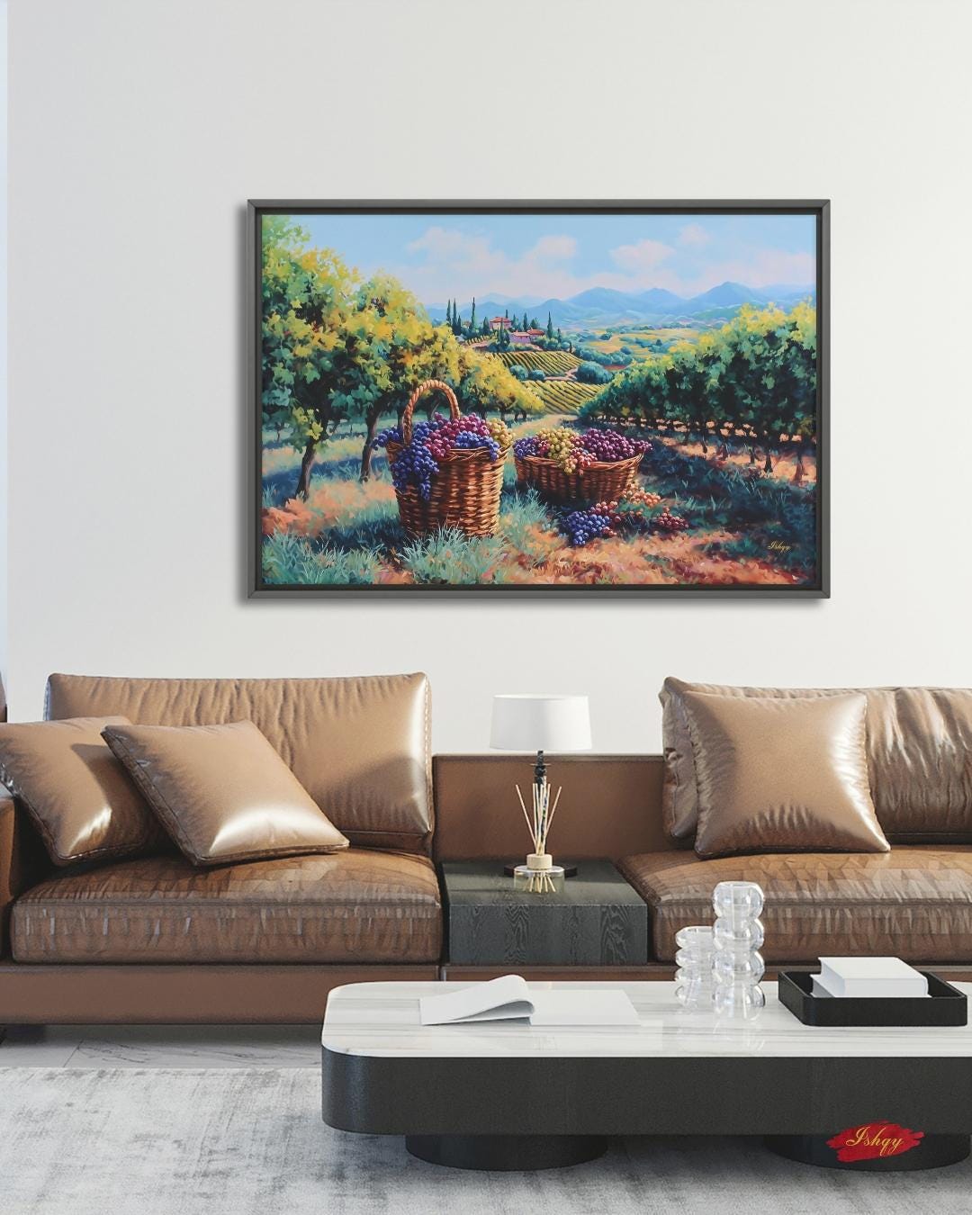 Napa Valley Vineyard Wall Art, Wine Country Canvas Print, Tuscany Style Landscape Artwork, Rustic Farmhouse Kitchen Decor