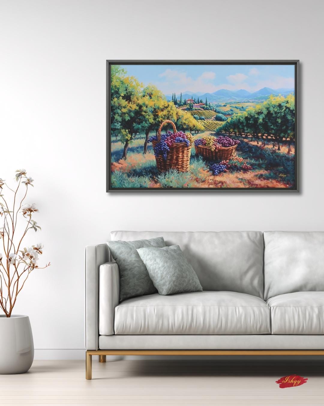 Napa Valley Vineyard Wall Art, Wine Country Canvas Print, Tuscany Style Landscape Artwork, Rustic Farmhouse Kitchen Decor