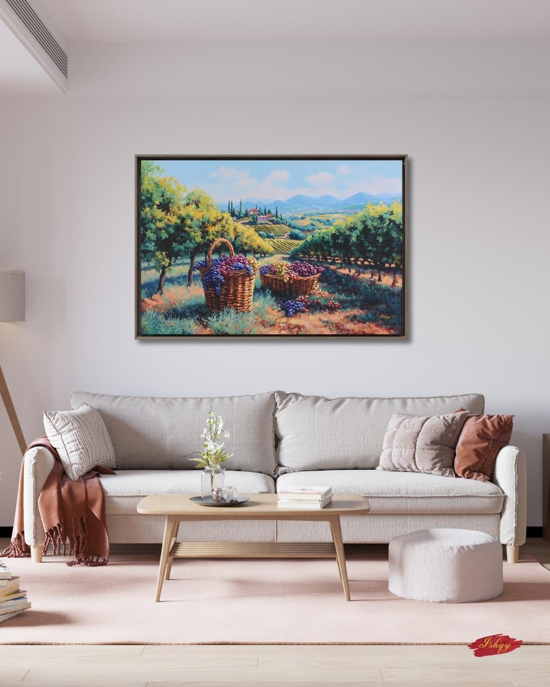 Napa Valley Vineyard Wall Art, Wine Country Canvas Print, Tuscany Style Landscape Artwork, Rustic Farmhouse Kitchen Decor