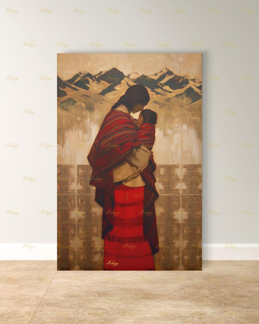 Quechua Woman Wall Art, Andean Heritage Canvas Print, Large Framed Peru Decor, South American Travel Gift, Vibrant Folk Art Painting