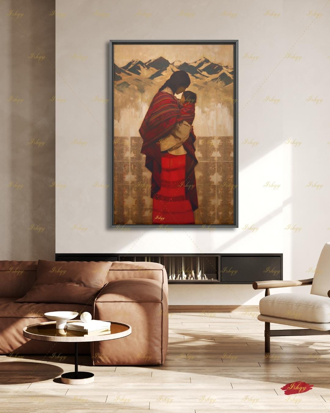 Quechua Woman Wall Art, Andean Heritage Canvas Print, Large Framed Peru Decor, South American Travel Gift, Vibrant Folk Art Painting