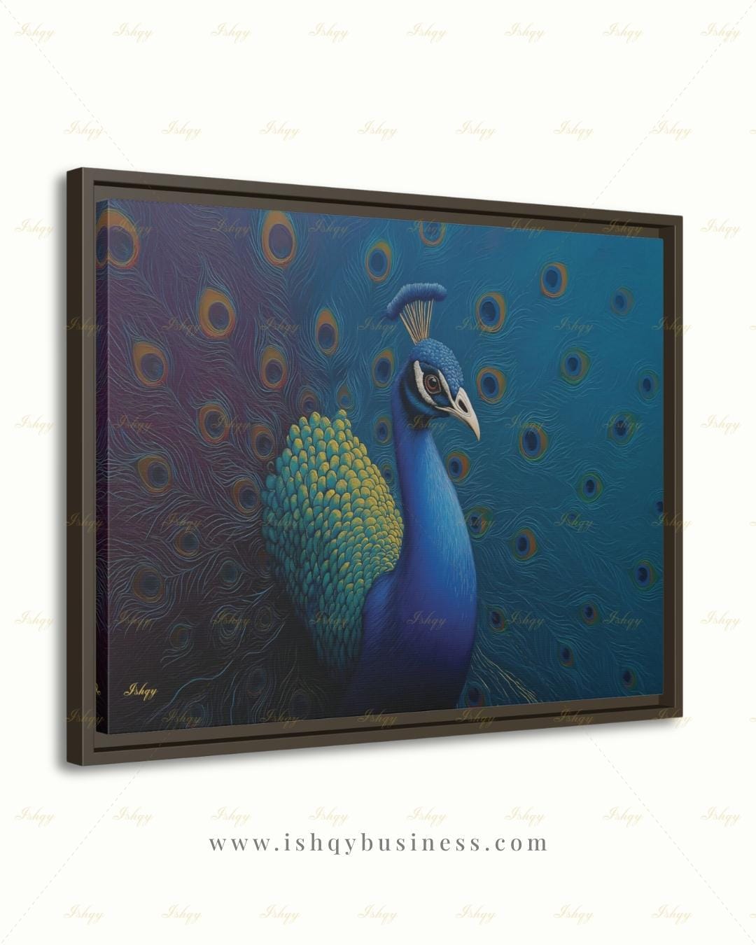 Peacock Wall Art Canvas Print, Blue Teal Bird Painting, Boho Glam Decor, Maximalist Botanical Style, Statement Living Room Artwork