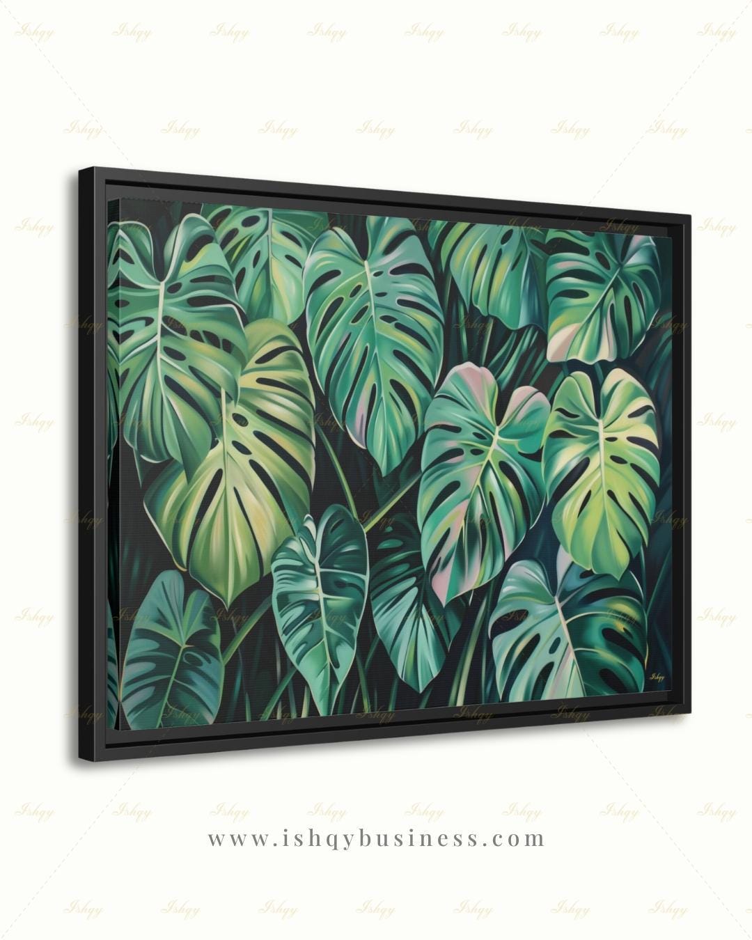 Monstera Leaf Wall Art, Tropical Botanical Canvas Print, Green Plant Decor, Modern Jungle Painting, Boho Living Room Bedroom Home Wall Decor